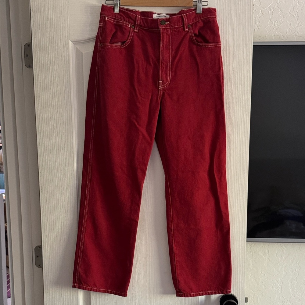Reformation Cowboy High Rise Straight Leg Jeans, red